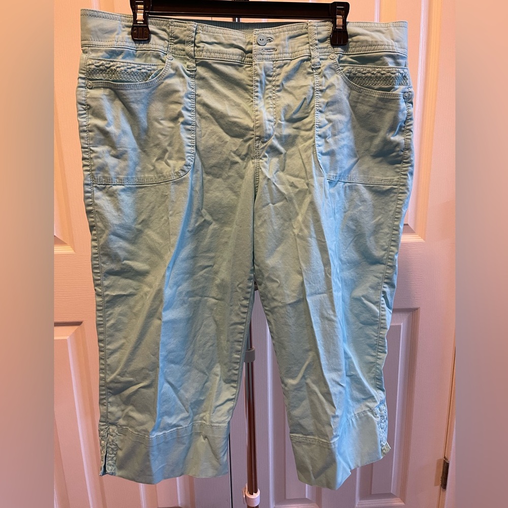 Women’s Capris, Size 14 Petite, Teal Color